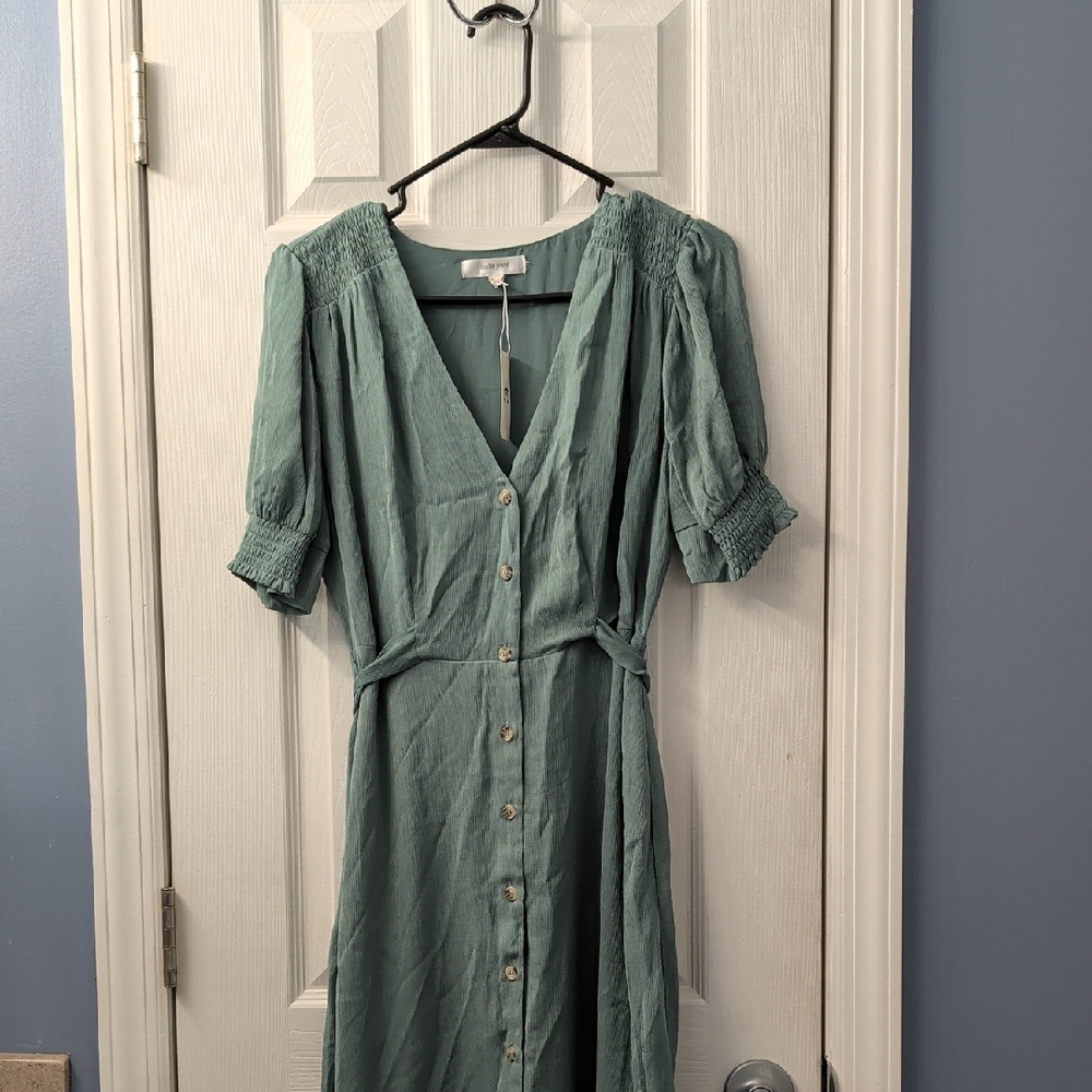 Elegant Green Button-Down Dress